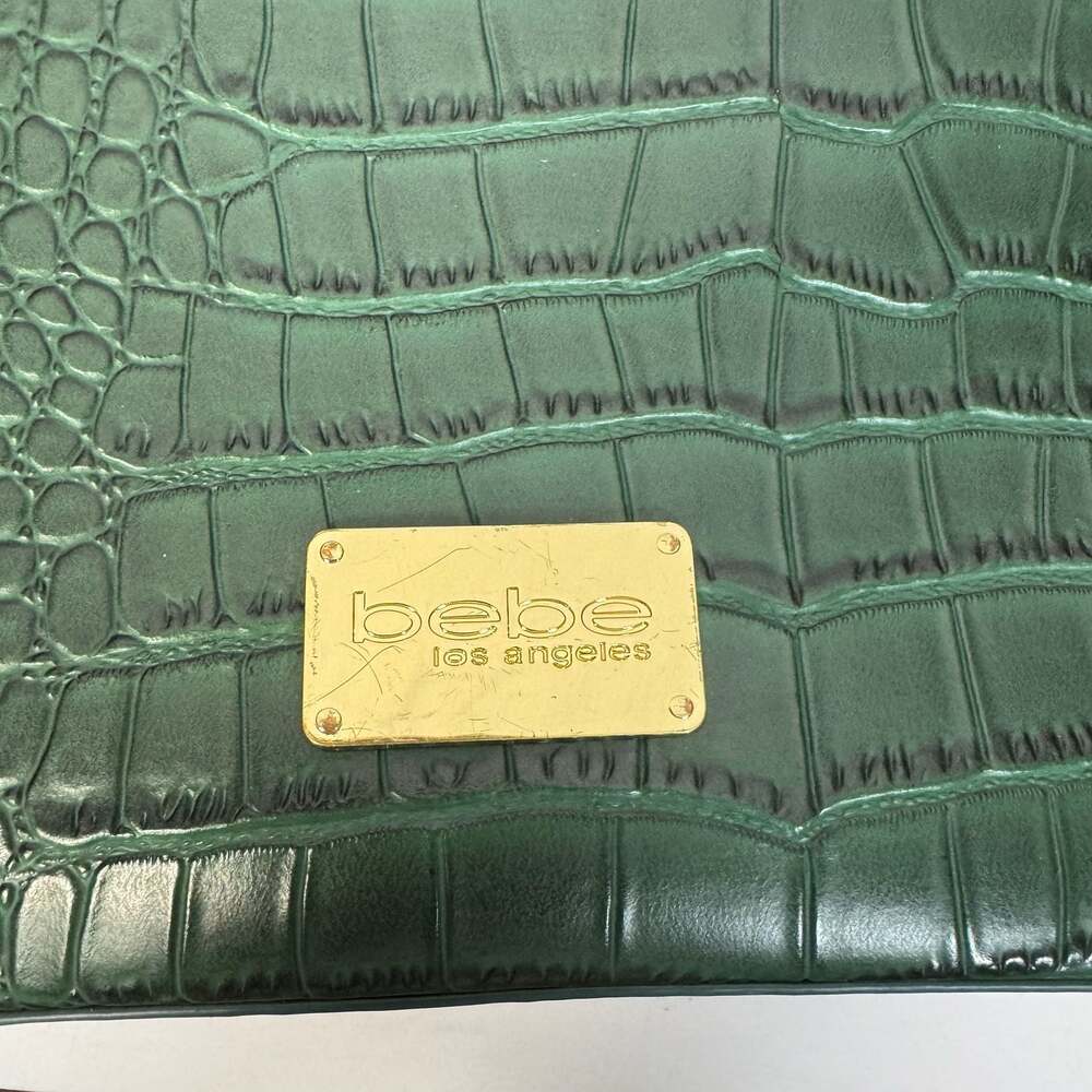 Bebe Los Angeles Hunter Green Croc-Embossed Dome Satchel Crossbody Bag - Picture 3 of 9